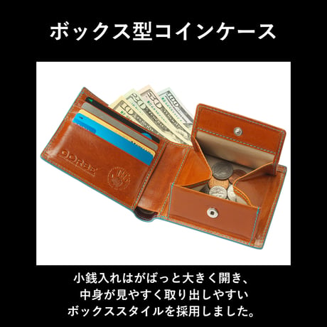 GORBE イタリアンレザーカラーエッジスマート二つ折り財布 ◆名入れ対象◆