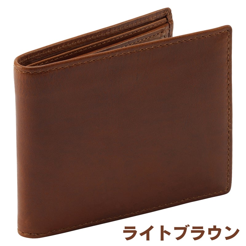 GO UP財布ブラウン GORBE ベジタブルタンニングレザースマート二つ折り財布 ◇名入れ対象