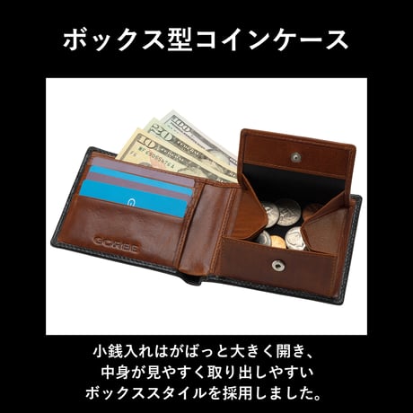 GORBE ベジタブルタンニングレザースマート二つ折り財布 ◆名入れ対象◆