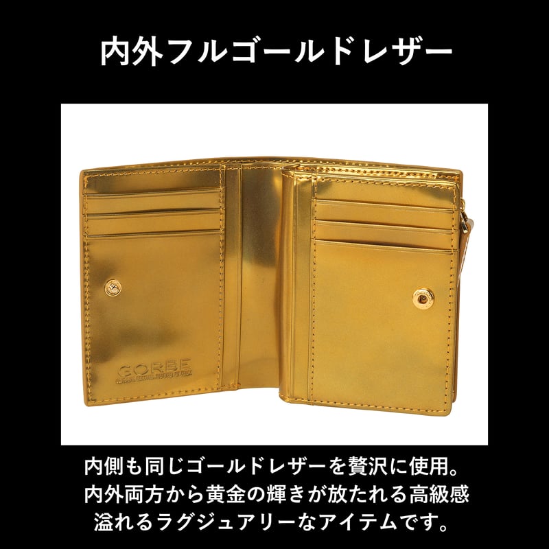 GORBE レインボーゴールドイタリアンレザーL字ファスナーウォレット