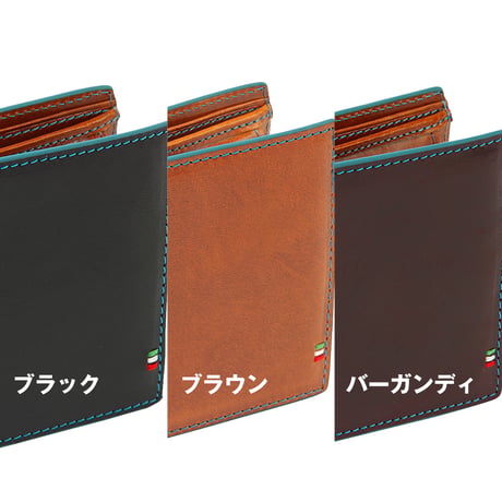 GORBE イタリアンレザーカラーエッジスマート二つ折り財布 ◆名入れ対象◆