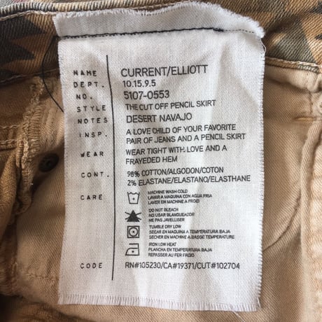 CURRENT/ELLIOTT カレントエリオット ペンシル スカート