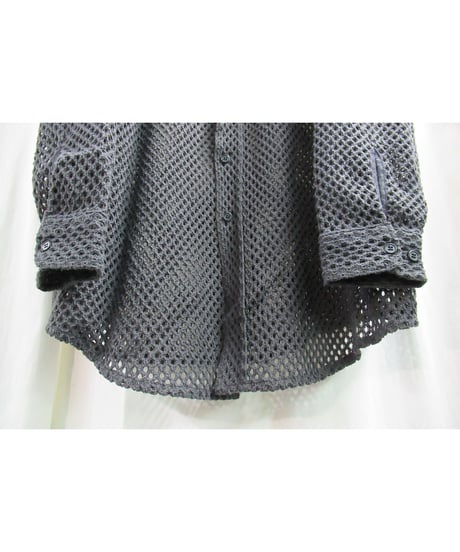 94ss yohji yamamoto pour homme vintage グレー メッシュデザインブラウス（HT-B27-053）