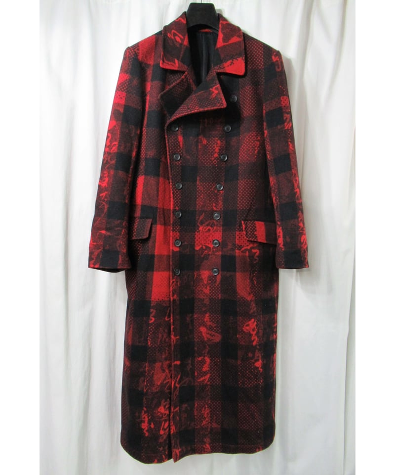 2020aw yohji yamamoto pour homme チェックデザイン 赤 ロング 2020aw yohji yamamoto pour homme チェックデザイン 赤 ロング