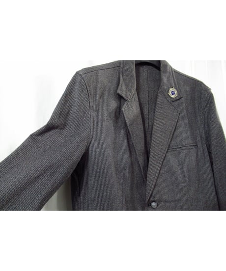 10ss yohji yamamoto pour homme グレー ストライプ ボタンデザイン コットンジャケット（HJ-J36-042）