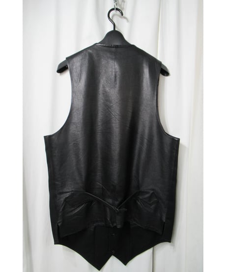 19ss yohji yamamoto pour homme バックレザー切り替えデザインベスト（HH-V11-806）