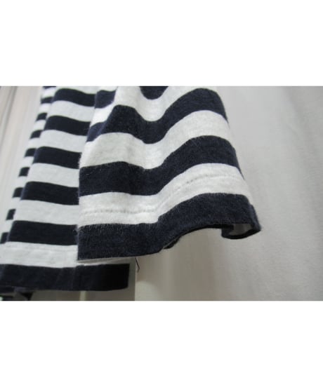 15ss yohji yamamoto pour homme ネイビー×ホワイト ストライプデザインTシャツ（HU-T43-096）