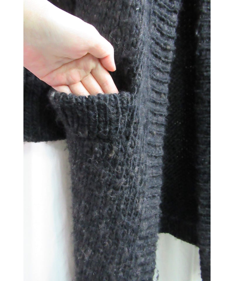 Yohji Yamamoto ブラックローゲージカーディガン Yohji Yamamoto ブラックローゲージカーディガン