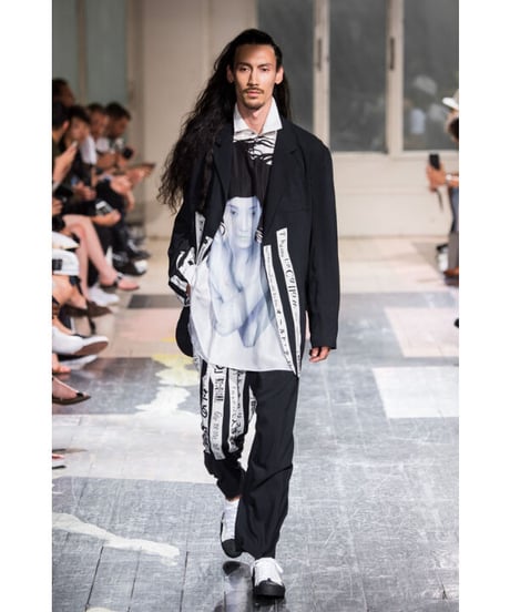 18ss yohji yamamoto pour homme シルク 内田すずめ 太陽の子プリントブラウス（HW-B28-422）