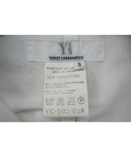 Y's yohji yamamoto 白 七分袖シンプルブラウス YC-B02-024