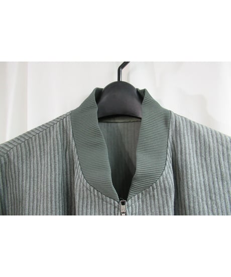 80's 初期 COMME des GARCONS HOMME PLUS カーキ エンビ風 ストライプロングブルゾン PJ-110910
