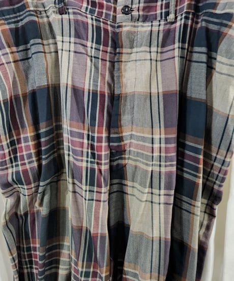 1996ss yohji yamamoto pour homme 花と少年期 チェック7分丈パンツ (HF-P67-267)