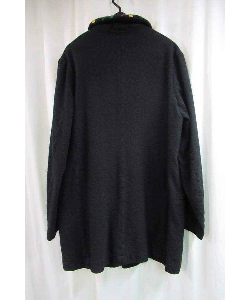 BLACK COMME des GARÇONS 縮絨フード付ジャケット袖ニット-