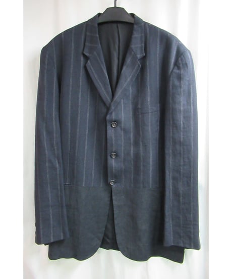 94ss yohji yamamoto pour homme vintage ストライプ 切替えデザインジャケット HT-J54-326