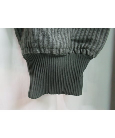80's 初期 COMME des GARCONS HOMME PLUS カーキ エンビ風 ストライプロングブルゾン PJ-110910