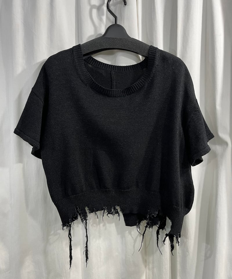 Y's yohji yamamoto ダメージ加工 綿半袖ニット（YD-D06-804） |