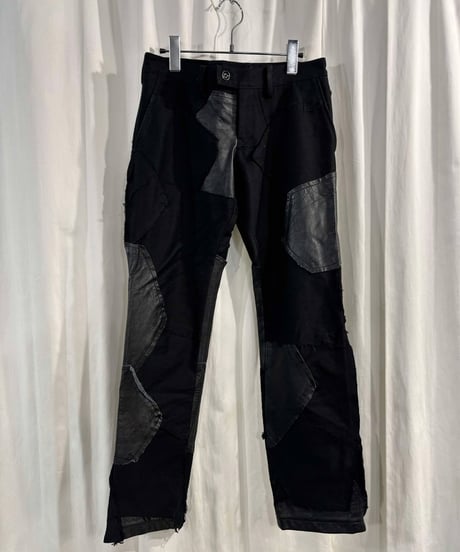 Y's yohji yamamoto レザ－切替パッチワークパンツ（YB-P11-803）