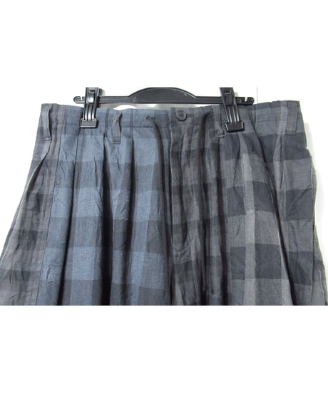 19aw yohji yamamoto pour homme コットン 切替えデザイン チェックパンツ（HC-P69-817）