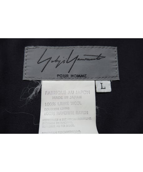 93ss yohji yamamoto pour homme vintage 刺繡デザイン 紺 テーパードパンツ（HO-P15-100）