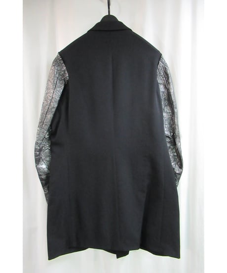レア 18aw yohji yamamoto pour homme 黒 袖 鹿革切替えデザインジャケット HV-J14-100
