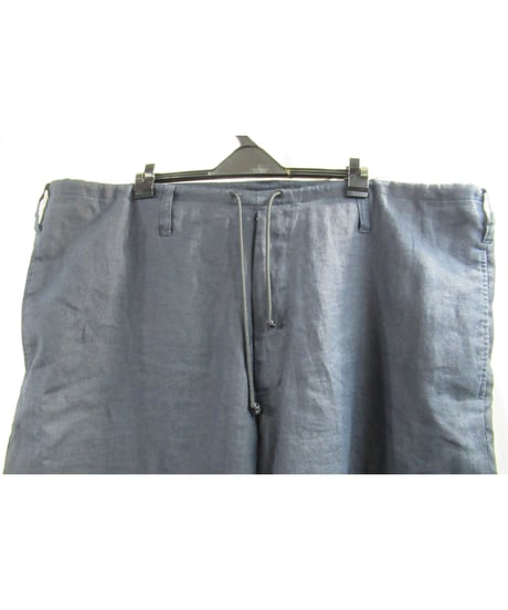 14ss yohji yamamoto pour homme 麻 紺 シンプルワイドパンツ（HG-P05-300）