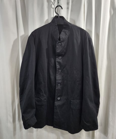Y's for men yohji yamamoto スタンドカラー 黒 コットン ロングジャケット (MN-J59-077)
