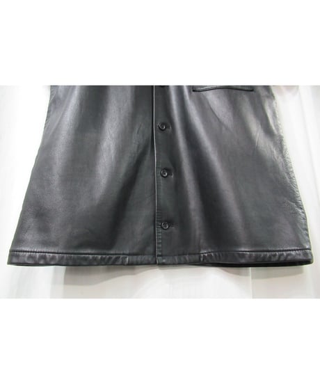 01aw yohji yamamoto pour homme レザー 半袖ブラウス（HX-B37-701）
