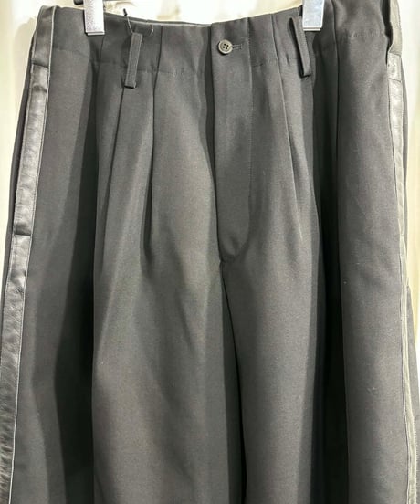 1996AW yohji yamamoto pour homme vintage 脇レザーテープワイドパンツ（HG-P29-806）