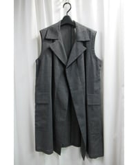 03ss yohji yamamoto femme ノースリーブ ボタンレスデザインジャケット グレー（FQ-J35-118-G）