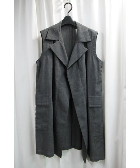 03ss yohji yamamoto femme ノースリーブ ボタンレスデザインジャケット グレー（FQ-J35-118-G）