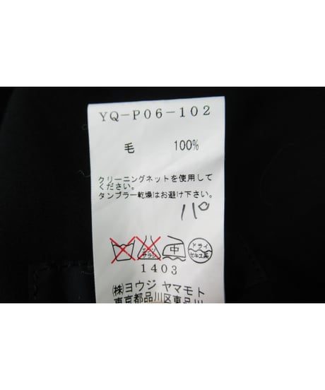 Y’s yohji yamamoto タック入り 裾デザインストレートワイドパンツ（YQ-P06-102）