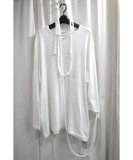 17ss yohji yamamoto pour homme 紐 ダメージ加工デザインカットソー（HD-T82-099）