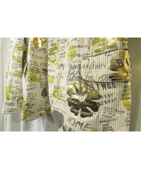 AD2006 COMME des GARCONS HOMME PLUS コットン ストライプ プリントデザインジャケット（PS-J069）