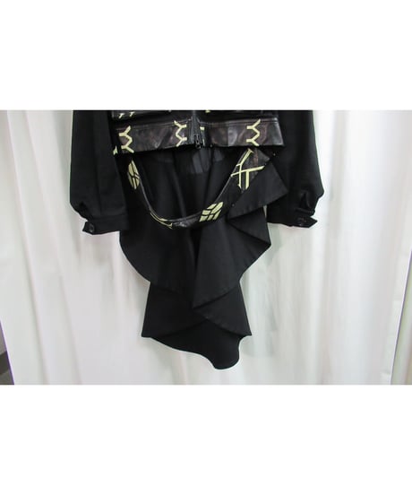 レア 新品未使用 07aw yohji yamamoto femme 黒 レザーモノグラムー燕尾ジャケット FX-J09-790