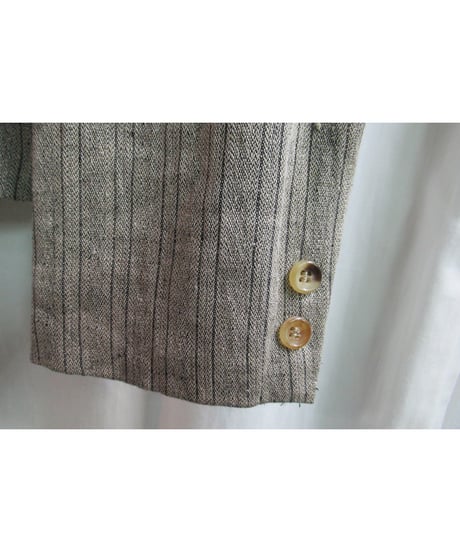 80's COMME des GARCONS HOMME PLUS vintage ベージュ 麻 ストライプジャケット XJ-09009S