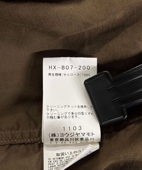2021AW yohji yamamoto pour homme バックオープン ブラウス（HX-B07-200）