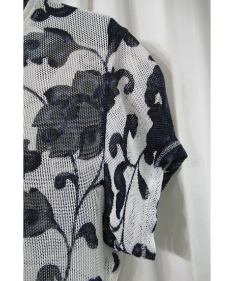 90's yohji yamamoto femme vintage フラワーデザイン半袖ニットカットソー FC-3