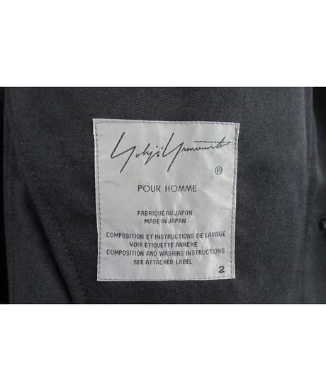 19ss yohji yamamoto pour homme フライフロント シンプルブルゾン size 2 HH-Y03-100