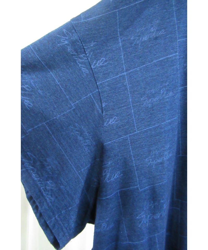 17aw yohji yamamoto Super Blue 青 インディゴ染め プリントカッ 17aw yohji yamamoto Super Blue 青 インディゴ染め プリントカッ