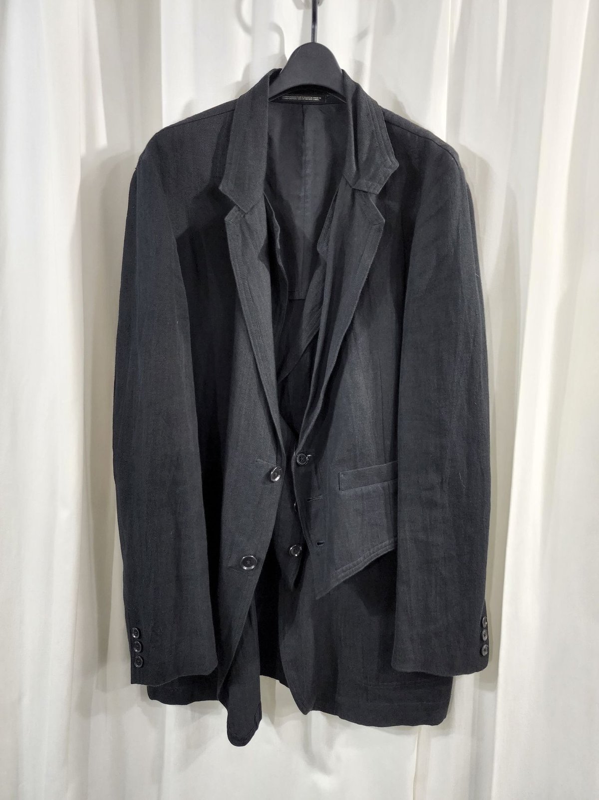 02ss yohji yamamoto pour homme 黒 レイヤードデザインジャケット...