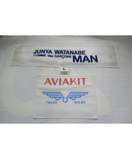 レア AD2002 初期 JUNYA WATANABE MAN×ルイスレザーLewis Leathers 白数字プリントライダースコットン素材ブルゾン（WI-J036）