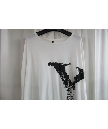 20aw B yohji yamamoto +noir 白 【Y】 プリントカットソー NR-T61-077