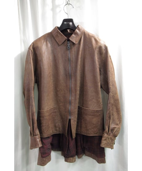 レア 95aw yohji yamamoto femme vintage バック 裏地デザイン レザージャケット（FE-J32-709）