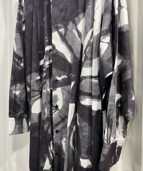 2019SS BLACK Scandal yohji yamamoto プリントデザインロングブラウス（NH-B29-041））