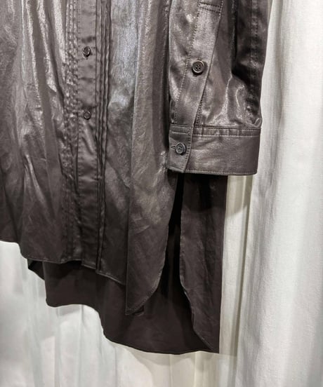 2022AW yohji yamamoto pour homme サテンカレンダーピンタックブラウス（HE-B40-036）