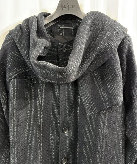 2024SS yohji yamamoto pour homme 取り外し可能ストールジャケットセットアップ（HS-J15-010-ST）