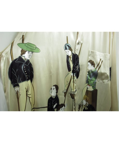 激レア 95aw yohji yamamoto pour homme vintage オリジナル 鹿鳴館 プリントブラウス（HE-B02-820）