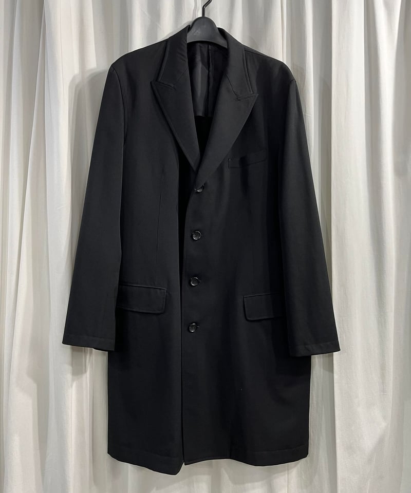 ヨウジヤマモト 丸首ロングレザージャケット yohji yamamoto - pour homme | 刺繍入5ポケットJKT / ロング