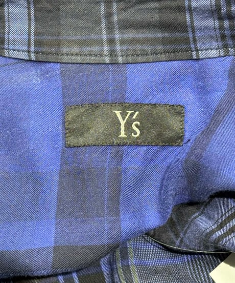 Y's yohji yamamoto チェック柄ドレープロングブラウス（YX-B17-800）