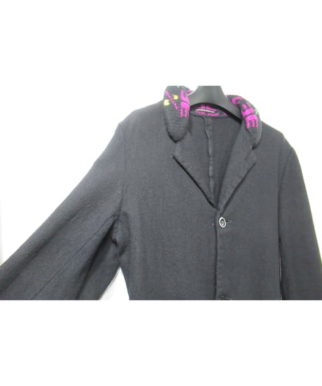 00aw yohji yamamoto pour homme 縮絨 襟ニットデザインジャケット②（HT-J10-150）